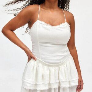 UO Kimchi Blue Desi Strappy Drop Waist Mini Dress Sleeveless Ivory XS